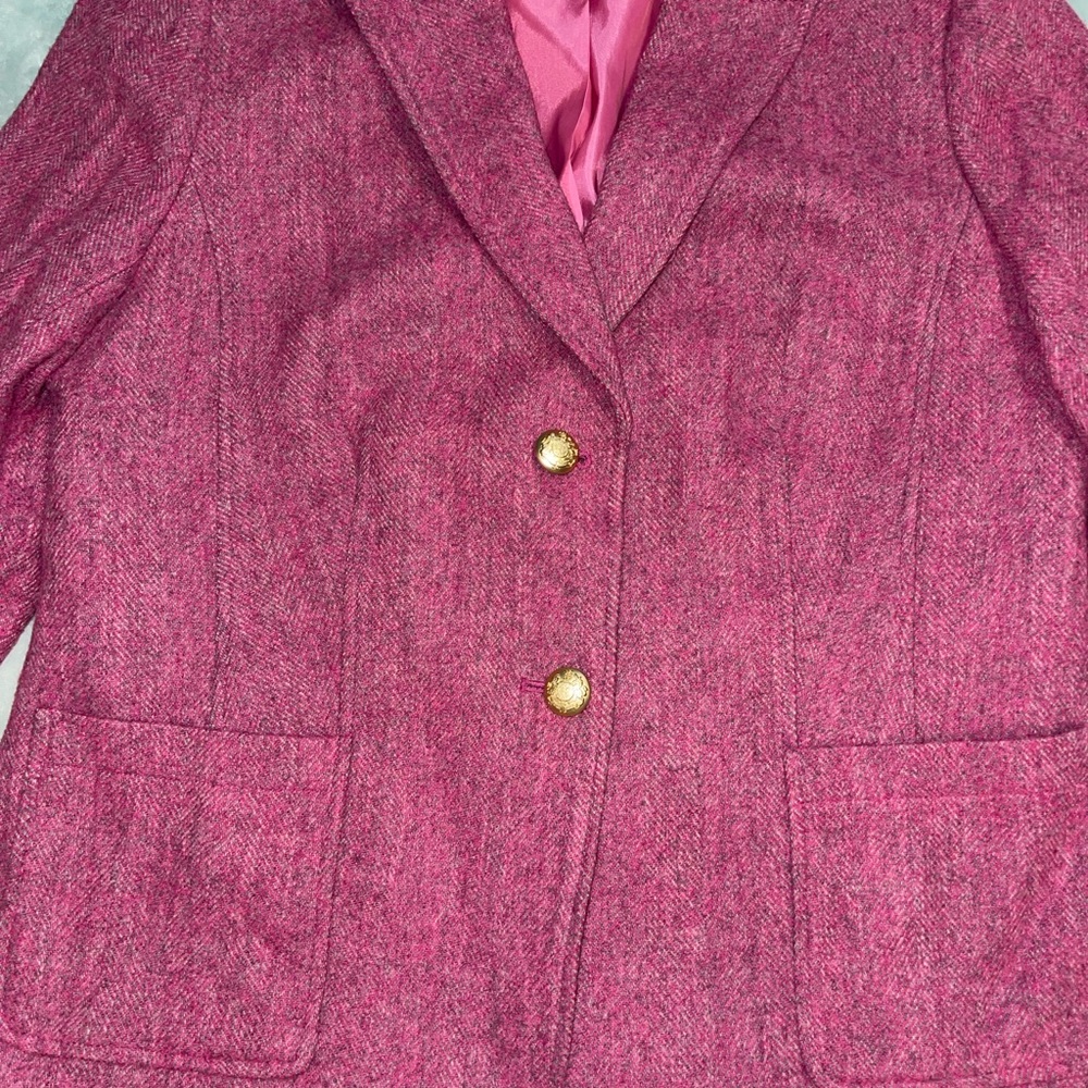 Talbots Raspberry-Pink Tweed Blazer with Gold Buttons - Picture 2 of 9